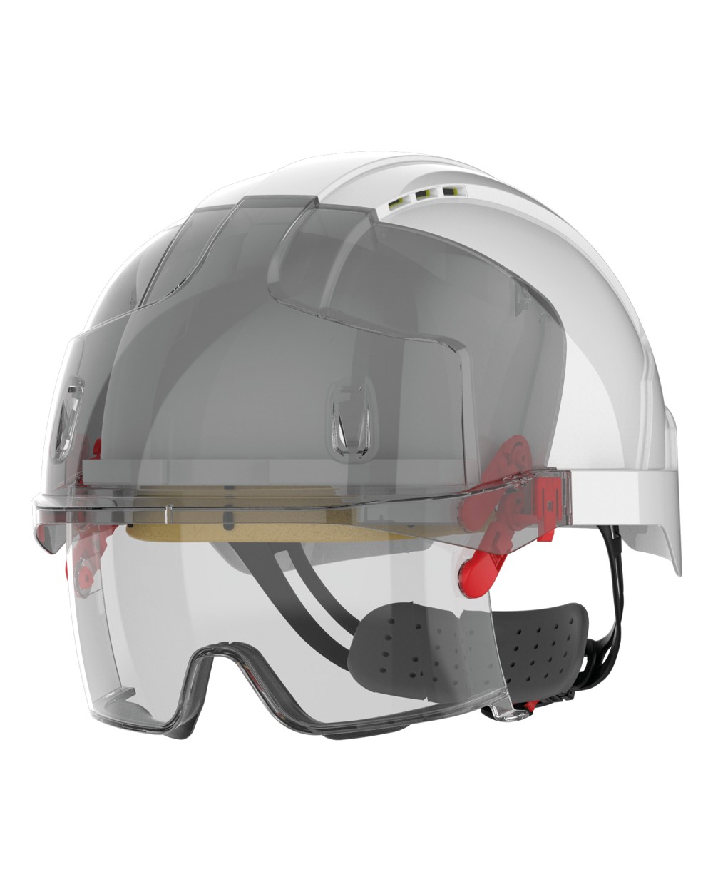 JSP Sicherheitshelm EVO® VISTAlens™ Mikrovisier, belüftet, mit integrierter Überbrille, beschlagfre Zubehör personalisierbar
