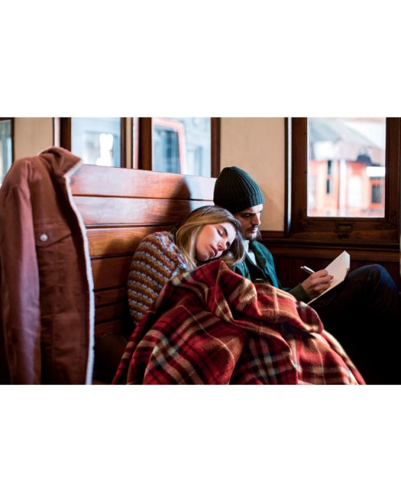 4DO RPET Fleece-Reisedecke Karo Plaids personalisierbar