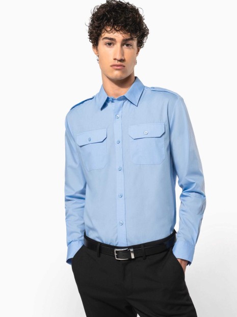 Chemises à personnaliser KARIBAN Chemise pilote manches longues homme 