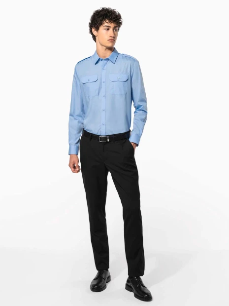 Chemises à personnaliser KARIBAN Chemise pilote manches longues homme 