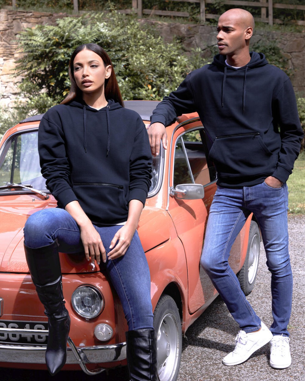 KUSTOM KIT Pique Hoodie with Zipped Pocket Sweatshirts personalisierbar