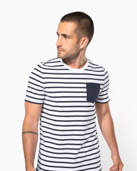 T-Shirts personnalisable Kariban T-shirt rayé marin avec poche manches courtes homme