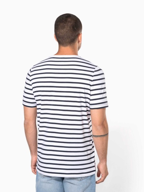 T-Shirts à personnaliser KARIBAN T-shirt rayé marin avec poche manches courtes homme 