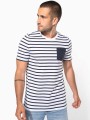 T-Shirts à personnaliser KARIBAN T-shirt rayé marin avec poche manches courtes homme 