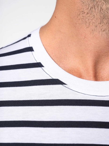 T-Shirts à personnaliser KARIBAN T-shirt rayé marin avec poche manches courtes homme 