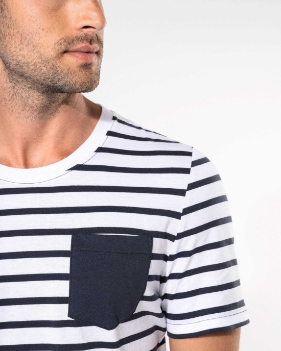 T-Shirts personnalisable Kariban T-shirt rayé marin avec poche manches courtes homme