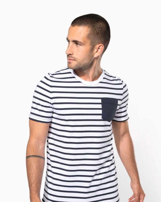 T-Shirts personnalisable Kariban T-shirt rayé marin avec poche manches courtes homme