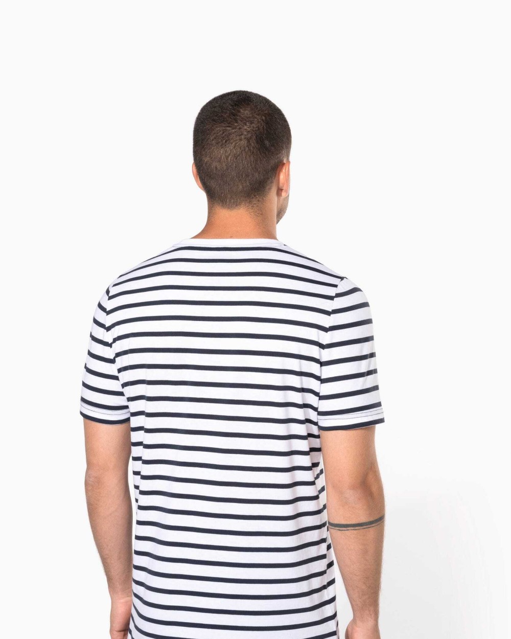 KARIBAN Gestreiftes Kurzarm-T-Shirt im Marine-Stil mit Tasche T-Shirts personalisierbar