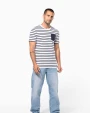 KARIBAN Gestreiftes Kurzarm-T-Shirt im Marine-Stil mit Tasche T-Shirts personalisierbar