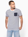 T-Shirts à personnaliser KARIBAN T-shirt rayé marin avec poche manches courtes homme 