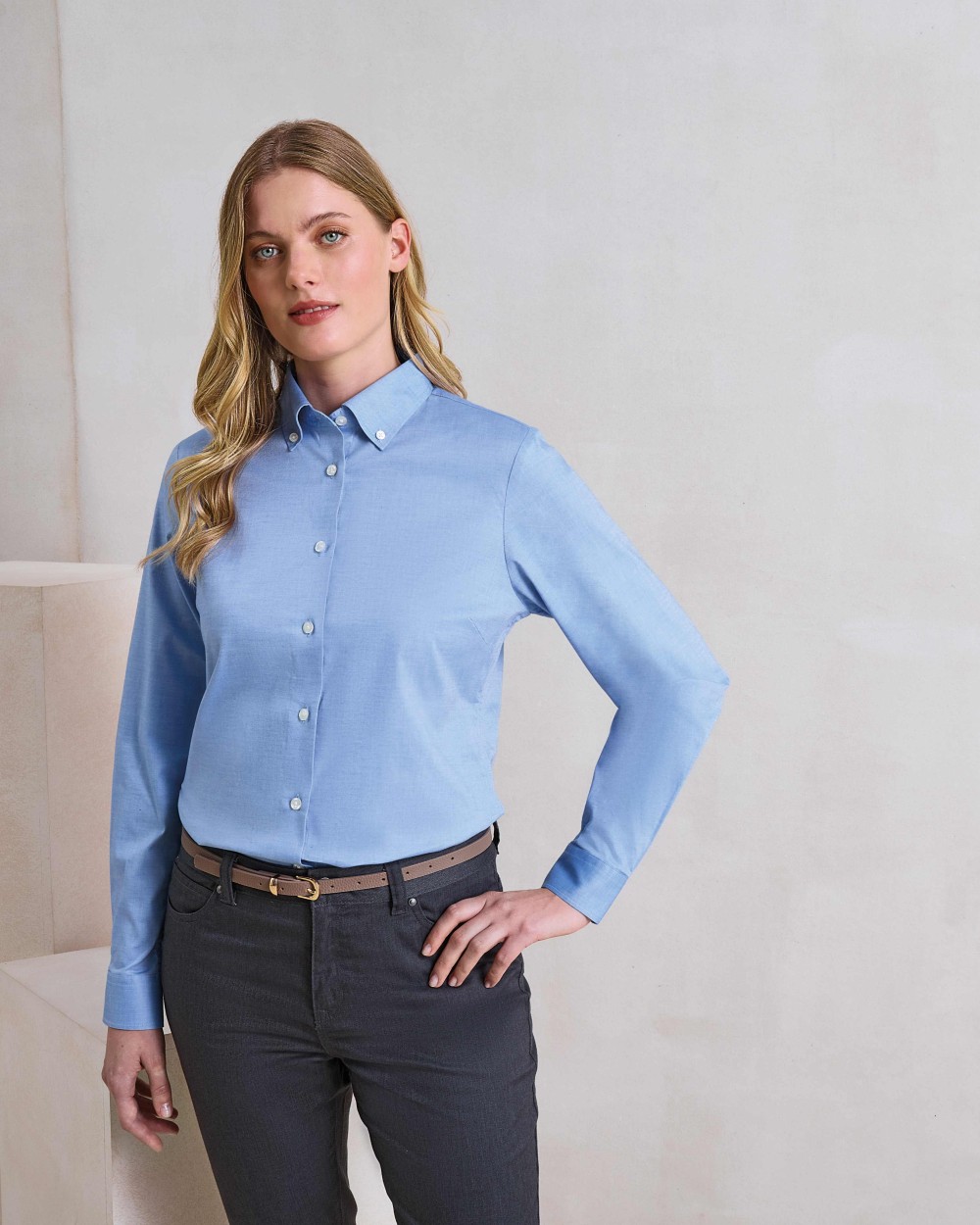 Hemden PREMIER Women's 'Supreme' Oxford long sleeve shirt voor bedrukking &amp; borduring