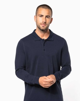 Polo piqué manches longues homme