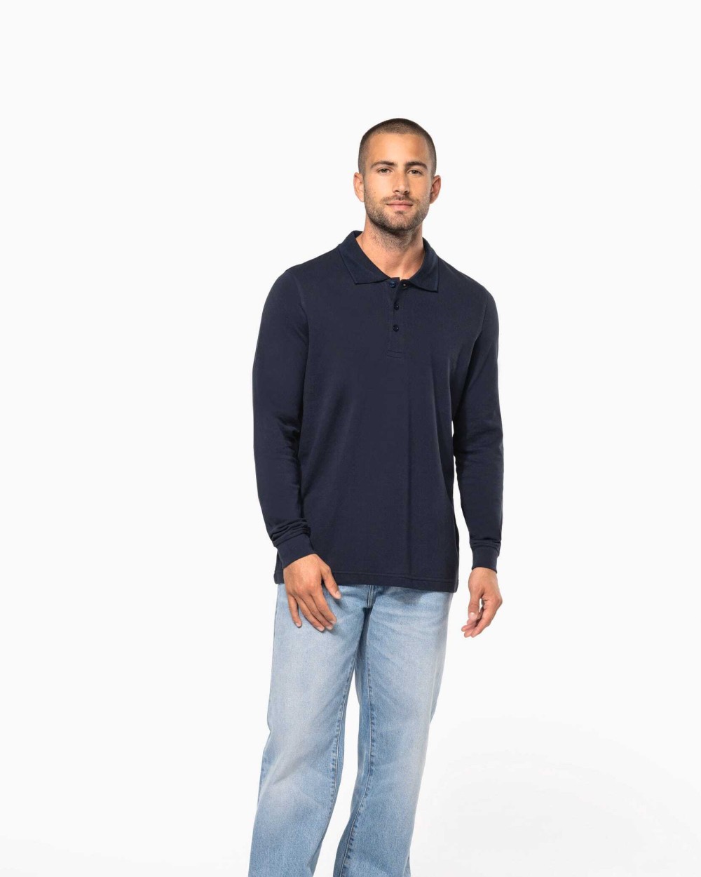 Polo's KARIBAN Piqué-herenpolo lange mouwen voor bedrukking &amp; borduring