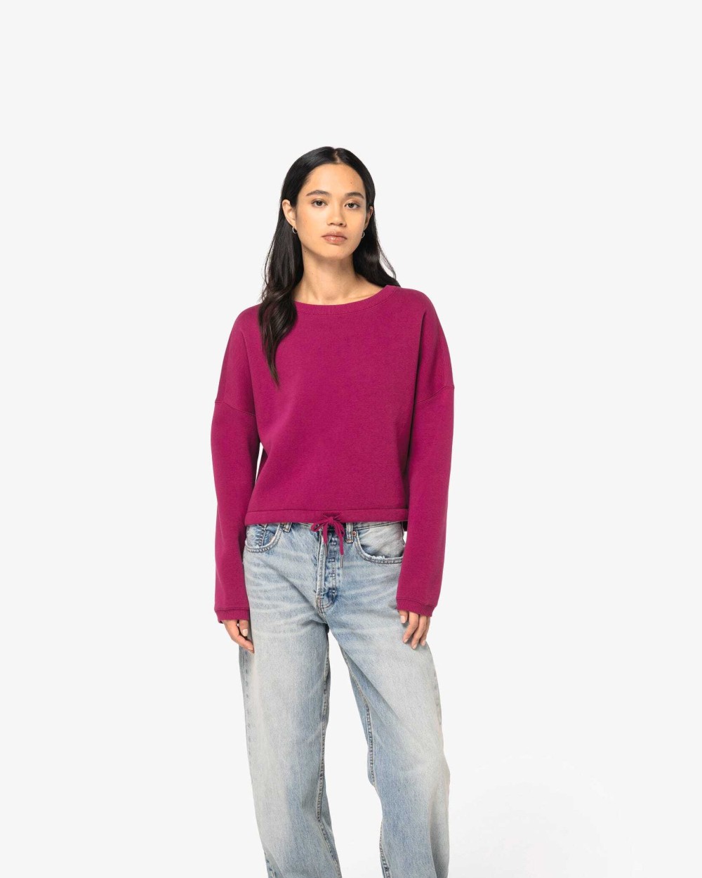 Sweaters & hoodies NATIVE SPIRIT Ecologische cropped damessweater met ronde hals voor bedrukking &amp; borduring