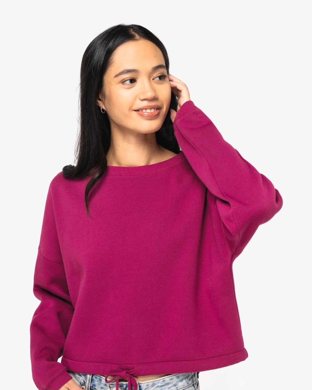 NATIVE SPIRIT Umweltfreundliches cropped Oversize Damen Sweatshirt mit Rundhalsausschnitt Sweatshirts personalisierbar