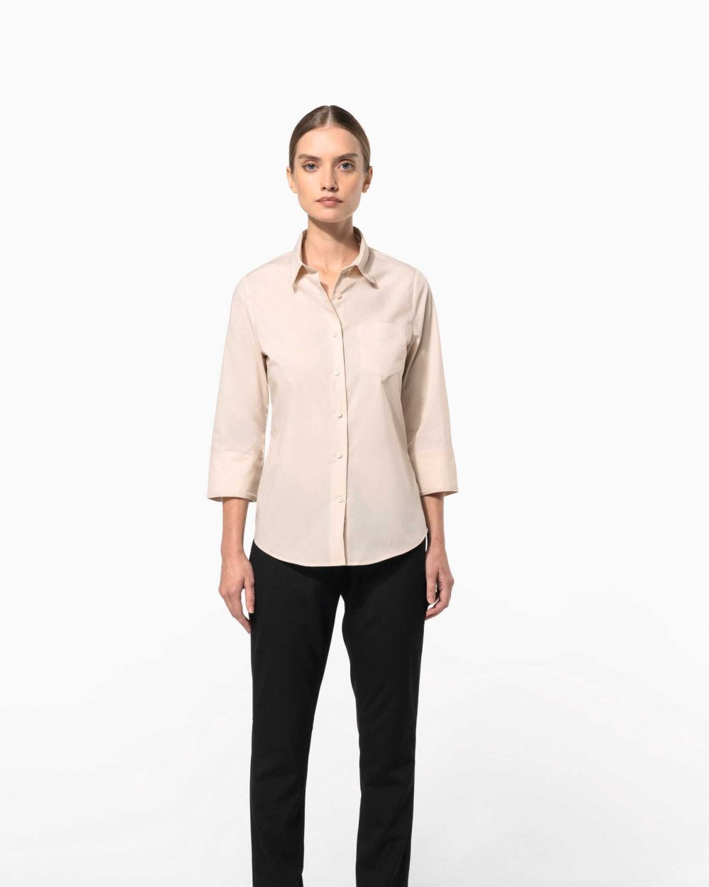 KARIBAN Popeline Hemd Baumwollpolyester 3/4-Ärmel pflegeleicht für Damen Hemden personalisierbar