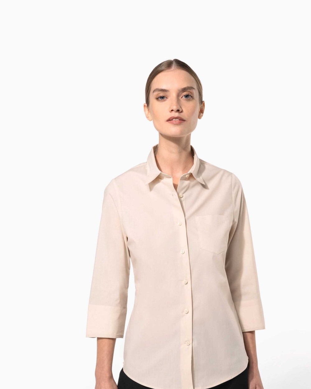 KARIBAN Popeline Hemd Baumwollpolyester 3/4-Ärmel pflegeleicht für Damen Hemden personalisierbar