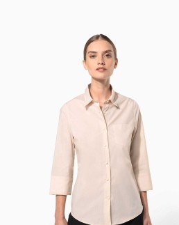 Chemise popeline polycoton manches 3/4 entretien facile femme