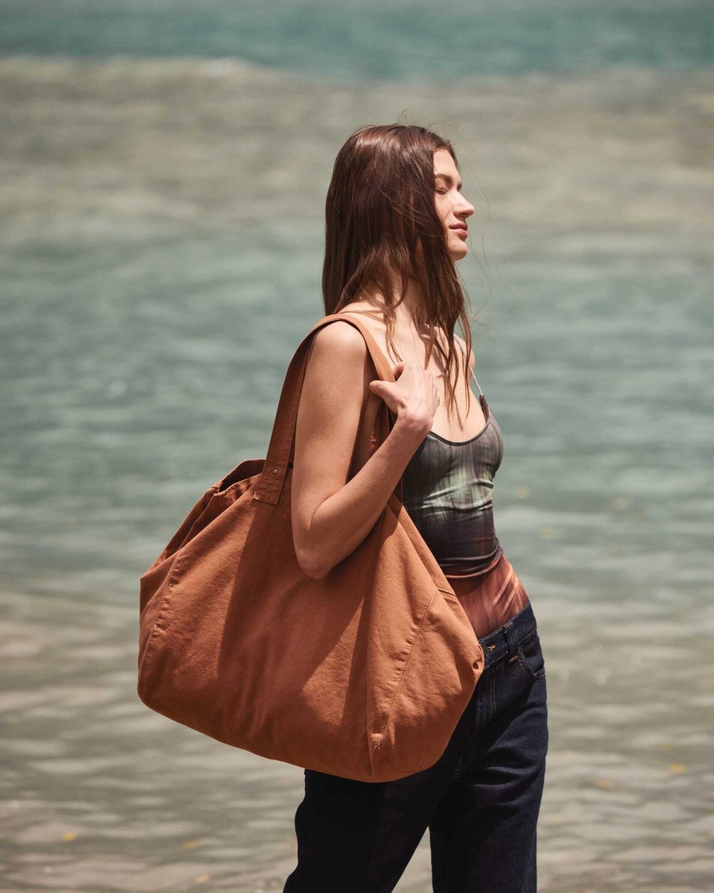 KIMOOD Shoppingtasche aus ausgewaschener Baumwolle Taschen personalisierbar