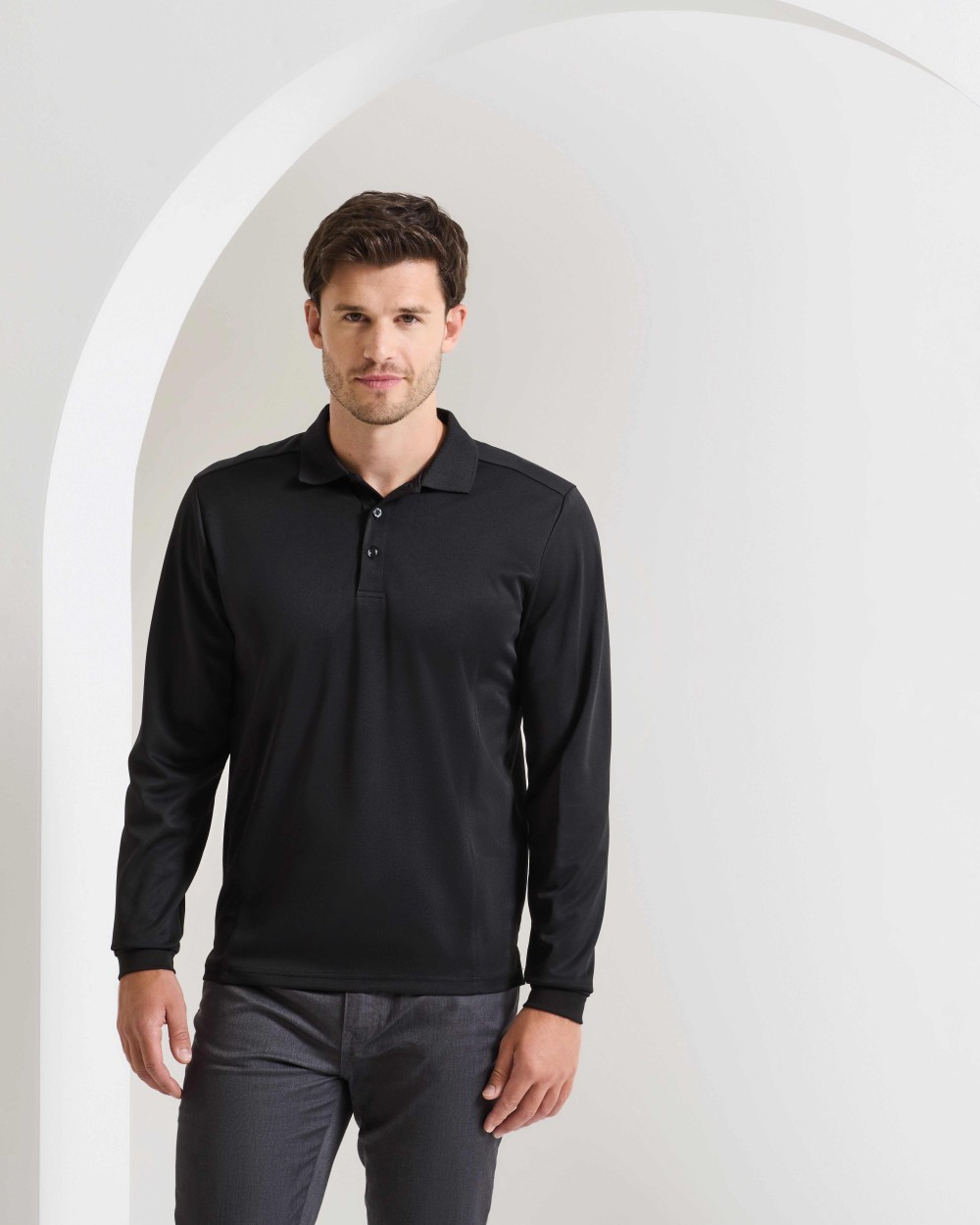 Polo's PREMIER Long sleeve Coolchecker® piqué polo voor bedrukking &amp; borduring