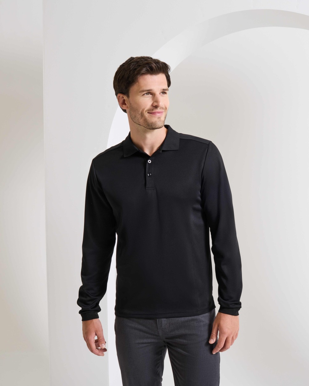 Polo's PREMIER Long sleeve Coolchecker® piqué polo voor bedrukking &amp; borduring