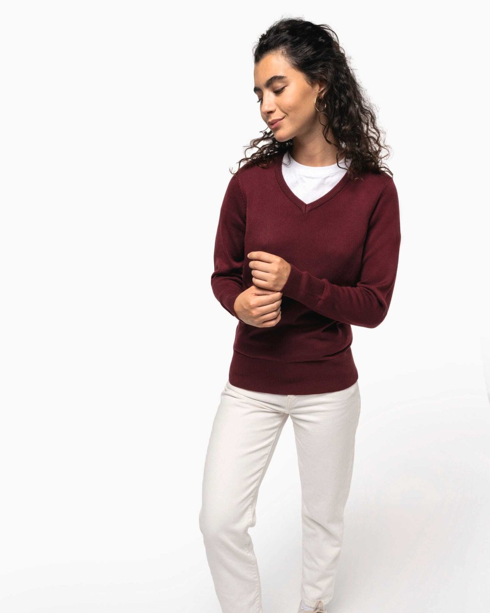 KARIBAN Damenpullover mit V-Ausschnitt Pullovers personalisierbar