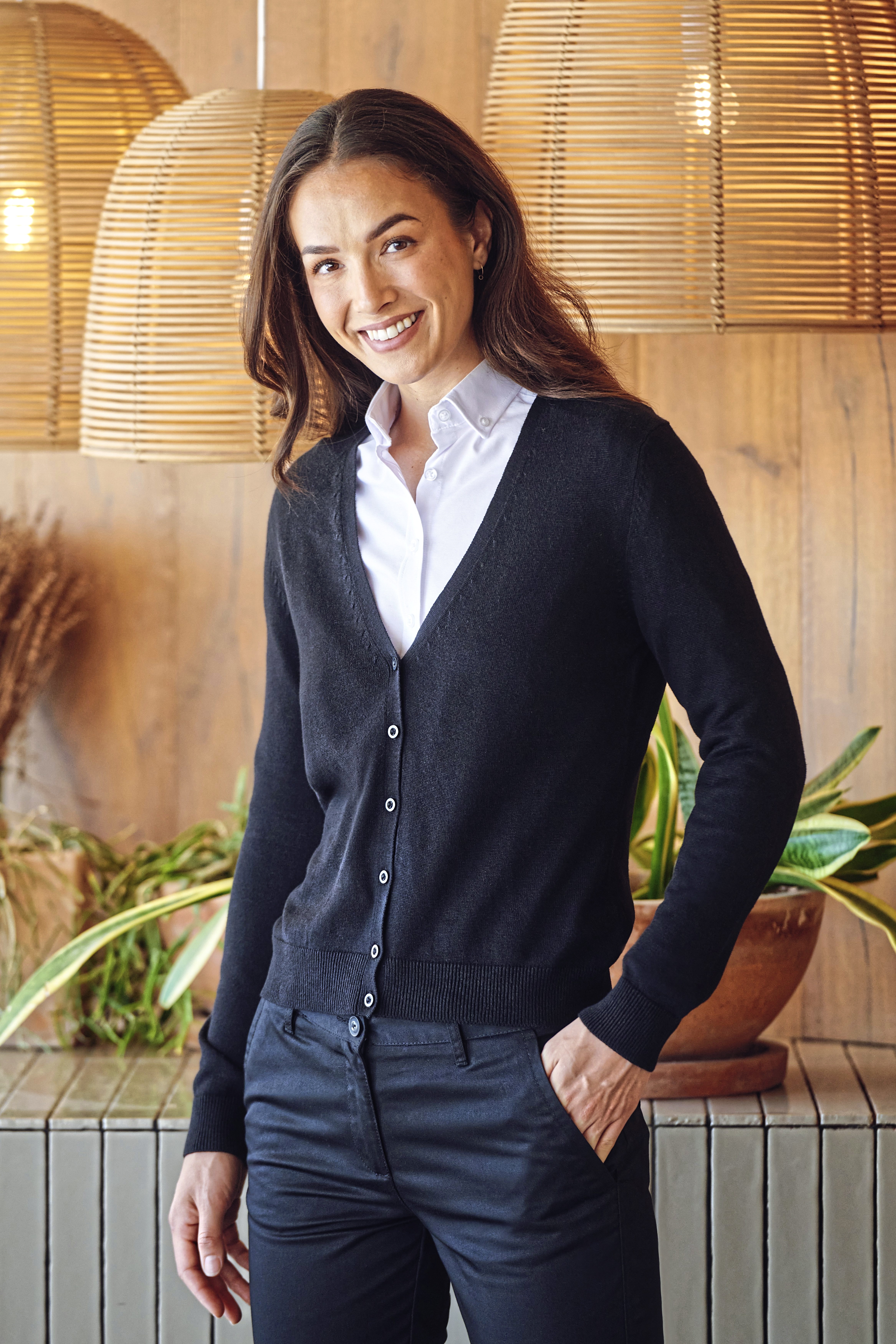 HENBURY Ladies Lightweight V-Neck Short Cardigan Pullovers personalisierbar