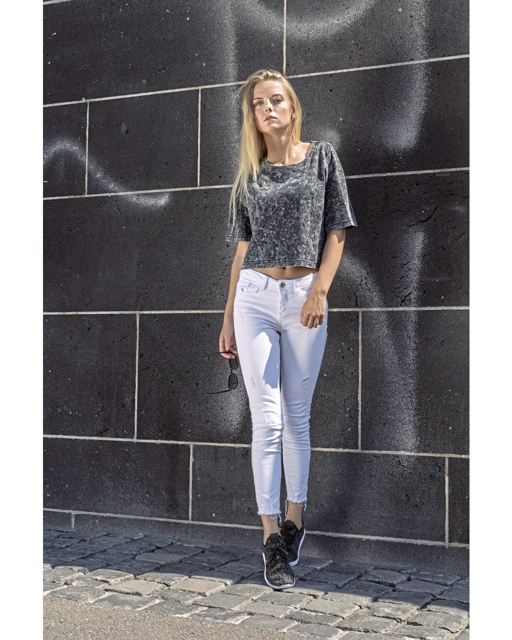 T-Shirts personnalisable BUILD YOUR BRAND Ladies Acid Washed Cropped Tee