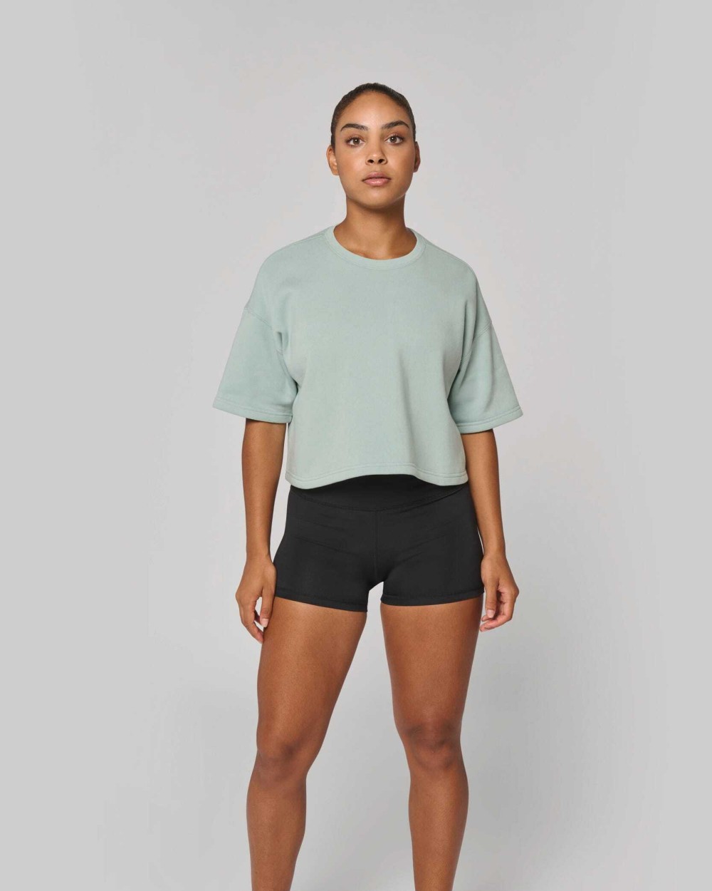 PROACT Damen Cropped-Sweatshirt mit kurzen Ärmeln und Rundhalsausschnitt Sweatshirts personalisierbar