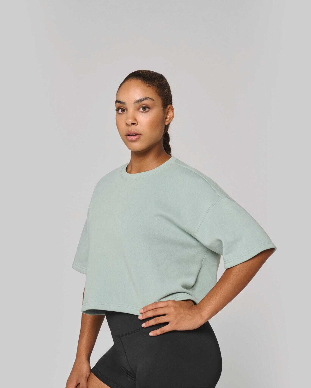 PROACT Damen Cropped-Sweatshirt mit kurzen Ärmeln und Rundhalsausschnitt Sweatshirts personalisierbar
