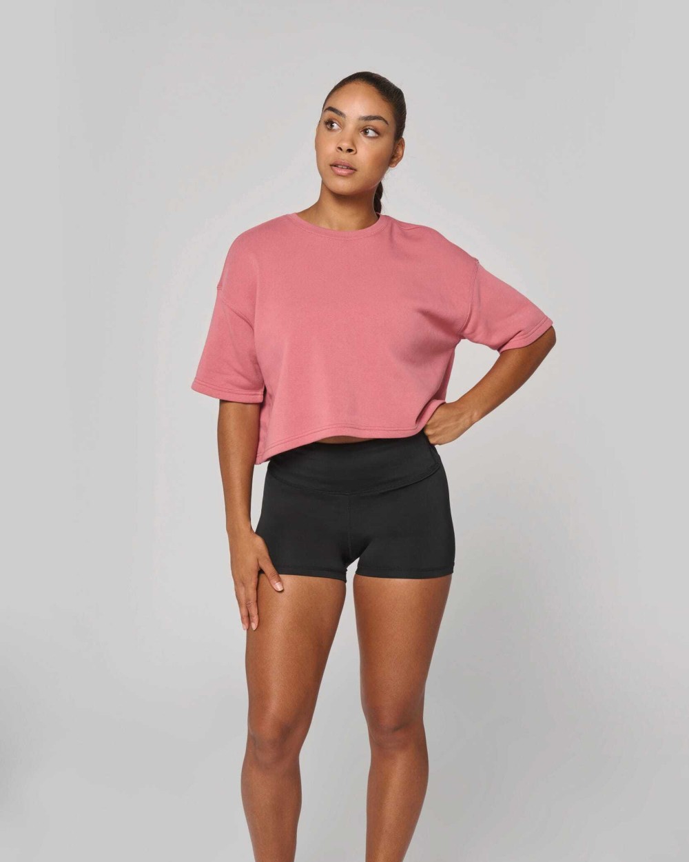 Sweaters & hoodies PROACT Cropped damessweater met korte mouwen en ronde hals voor bedrukking &amp; borduring