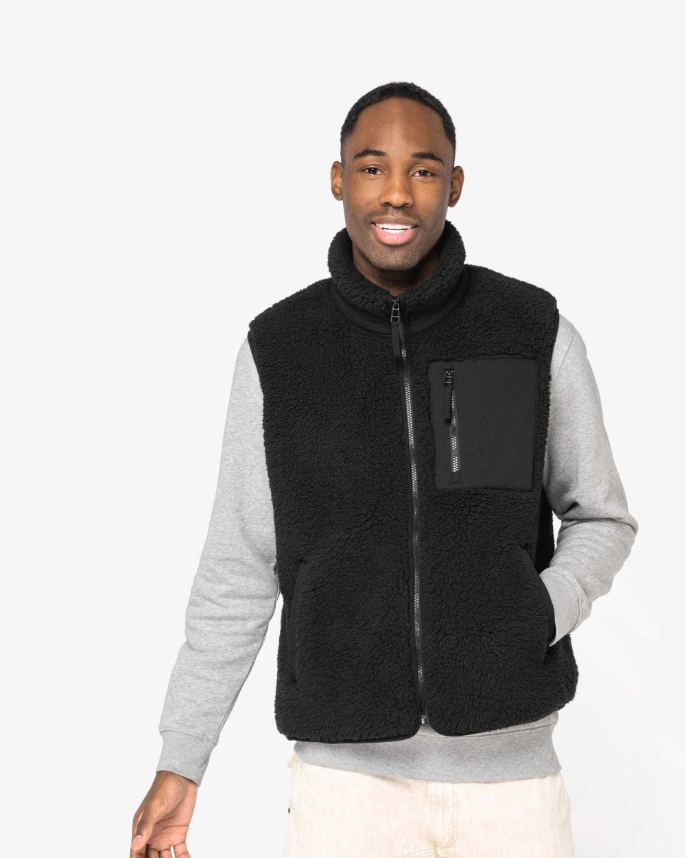 Laines polaires personnalisable NATIVE SPIRIT Bodywarmer écoresponsable en sherpa unisexe