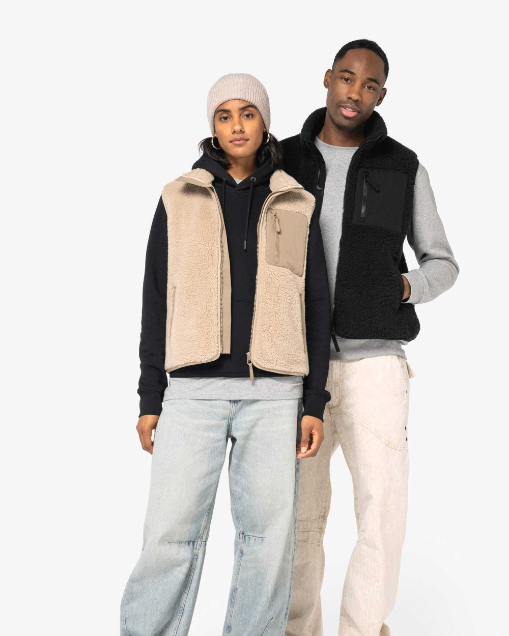 NATIVE SPIRIT Umweltfreundlicher Unisex Sherpa-Bodywarmer Polar Fleeces personalisierbar