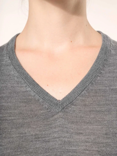 Pulls à personnaliser KARIBAN Pull Mérinos col V femme 