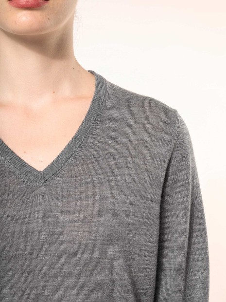 Pulls à personnaliser KARIBAN Pull Mérinos col V femme 