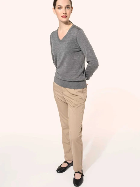 Pulls à personnaliser KARIBAN Pull Mérinos col V femme 