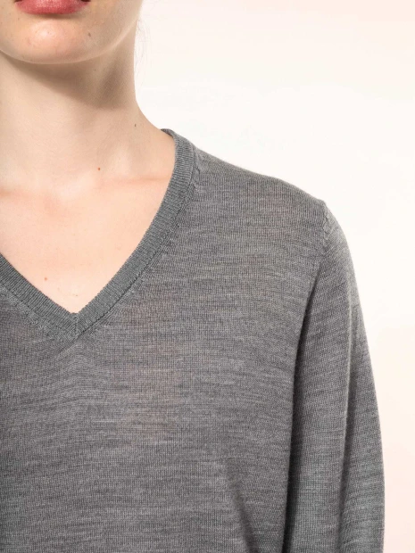 Pulls à personnaliser KARIBAN Pull Mérinos col V femme 
