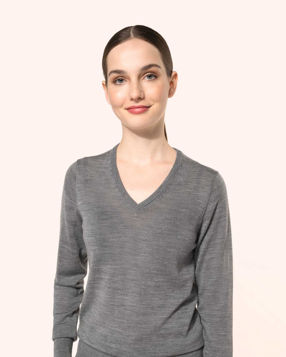 Pulls personnalisable KARIBAN Pull Mérinos col V femme