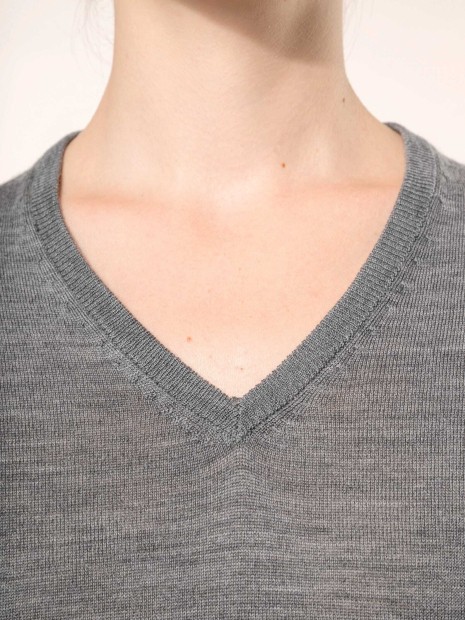 Pulls à personnaliser KARIBAN Pull Mérinos col V femme 