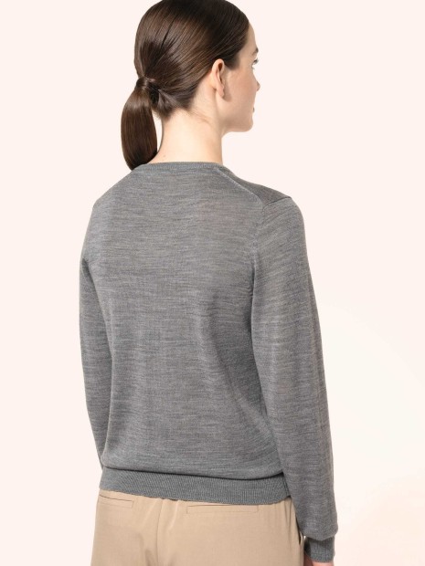 Pulls à personnaliser KARIBAN Pull Mérinos col V femme 