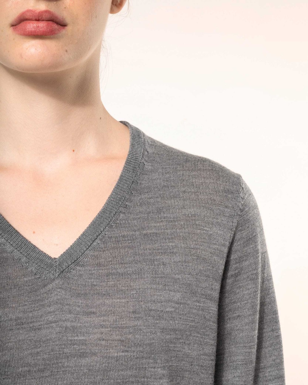 KARIBAN Merino-Damenpullover mit V-Ausschnitt Pullovers personalisierbar