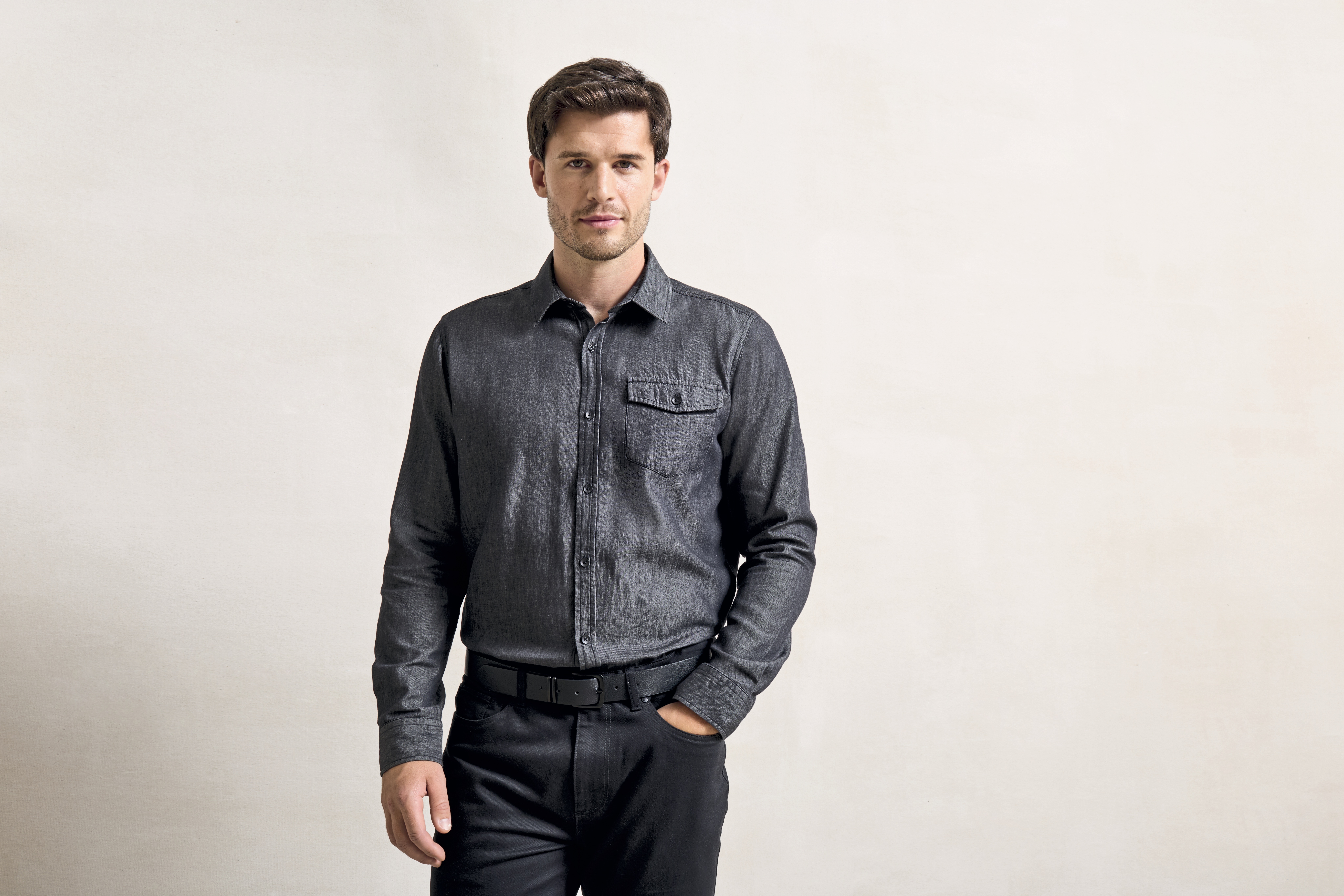 Chemises personnalisable PREMIER Mens Jeans Stitch Denim Shirt