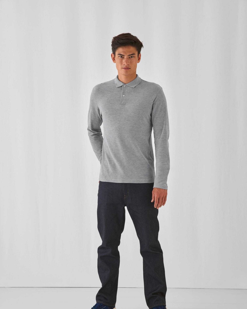 Polo's B&C ID.001 Men's long-sleeve polo shirt voor bedrukking &amp; borduring