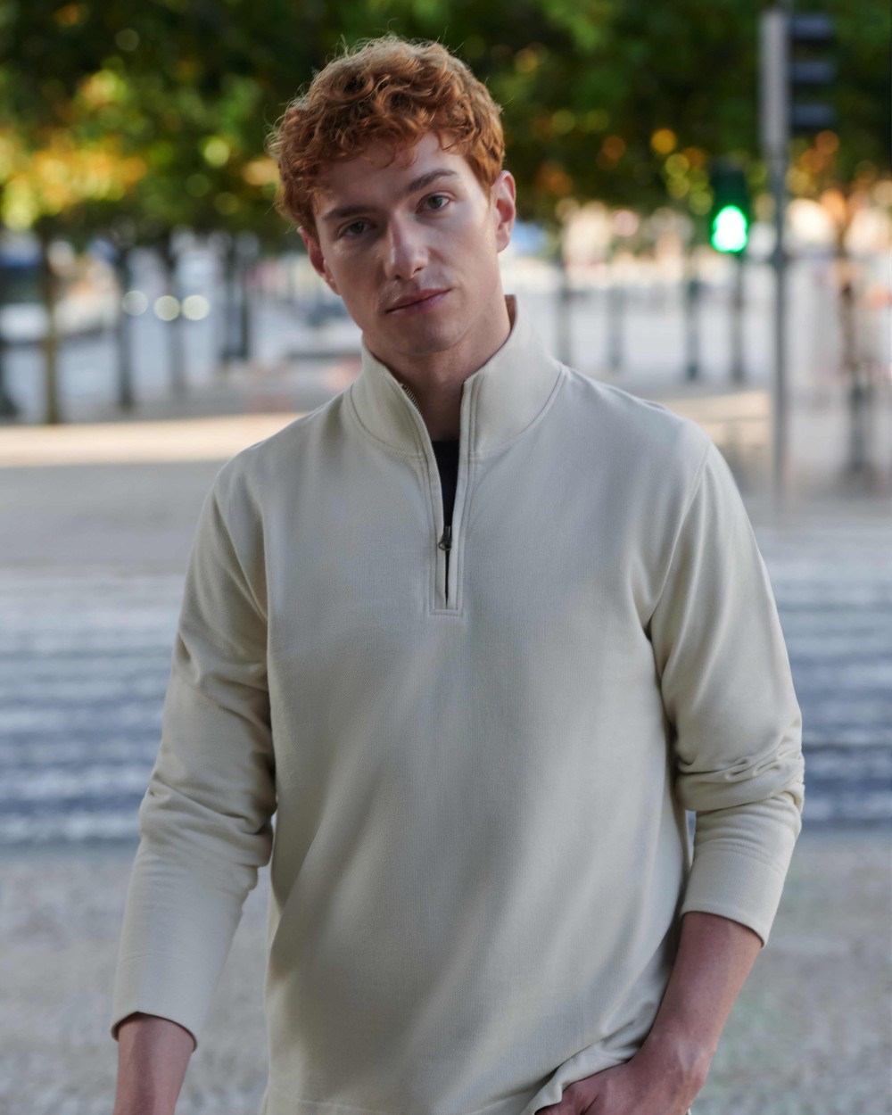 T-Shirts personnalisable FRONT ROW Haut en piqué premium avec zip 1/4