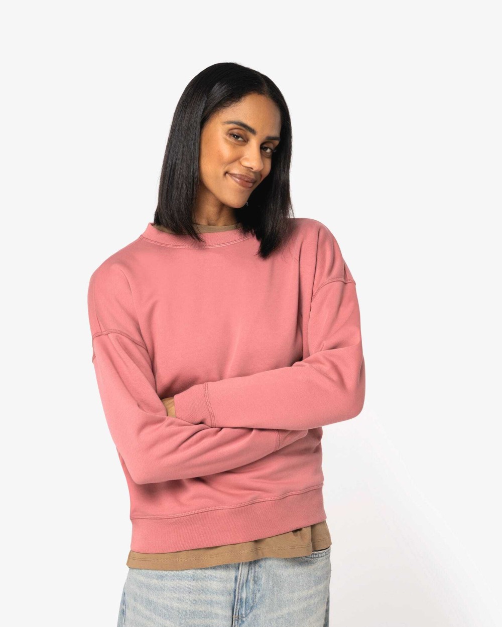 Sweaters & hoodies NATIVE SPIRIT Ecologische dames sweater met ronde hals en verlaagde schouders voor bedrukking &amp; borduring