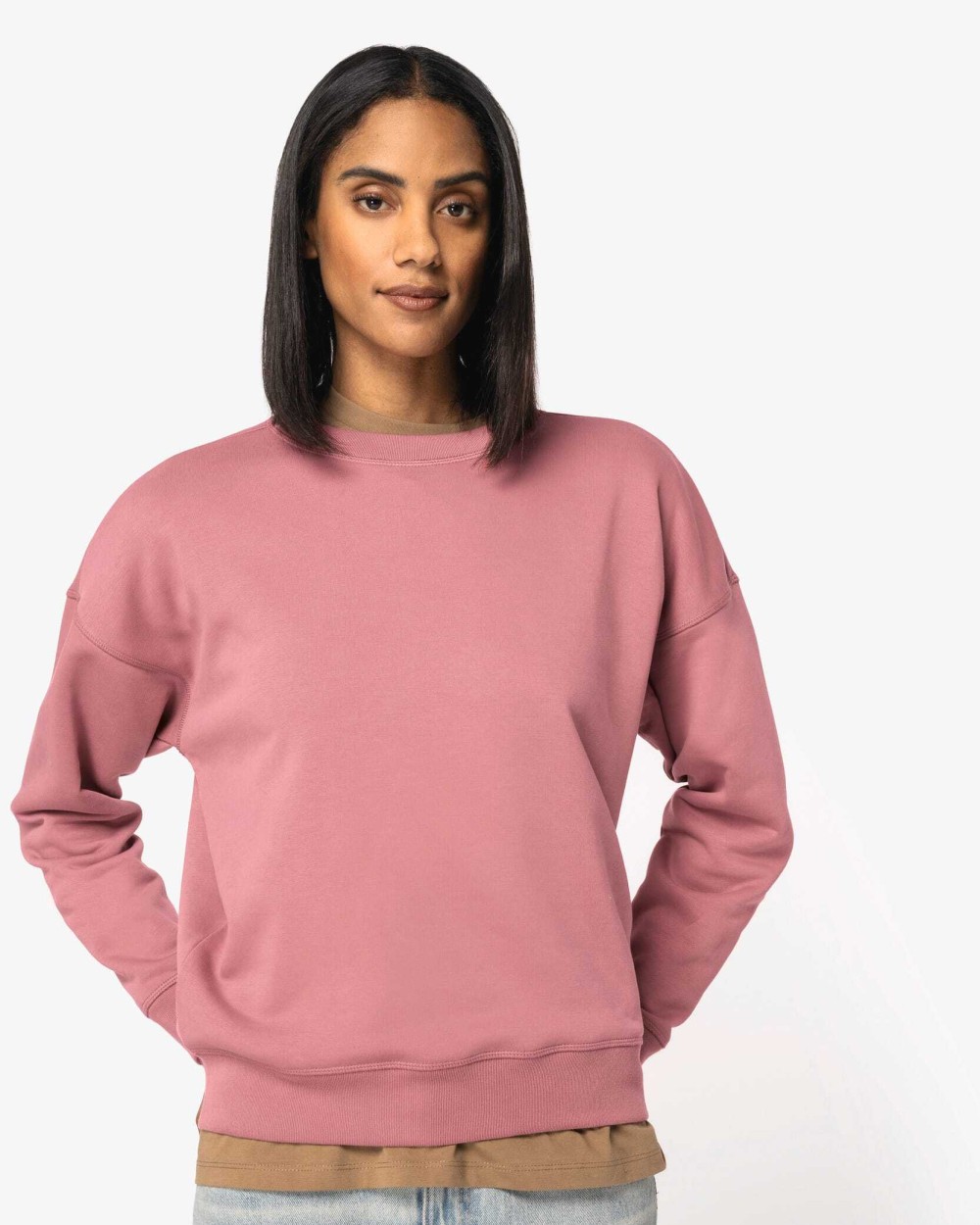 NATIVE SPIRIT Umweltfreundliches Sweatshirt mit Rundhalsausschnitt und überschnittenen Schultern, Damen Sweatshirts personalisierbar