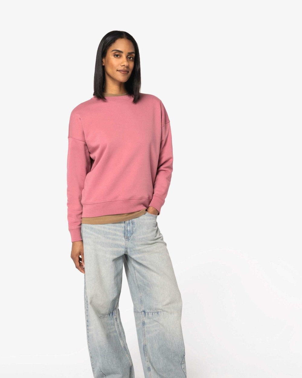 Sweaters & hoodies NATIVE SPIRIT Ecologische dames sweater met ronde hals en verlaagde schouders voor bedrukking &amp; borduring