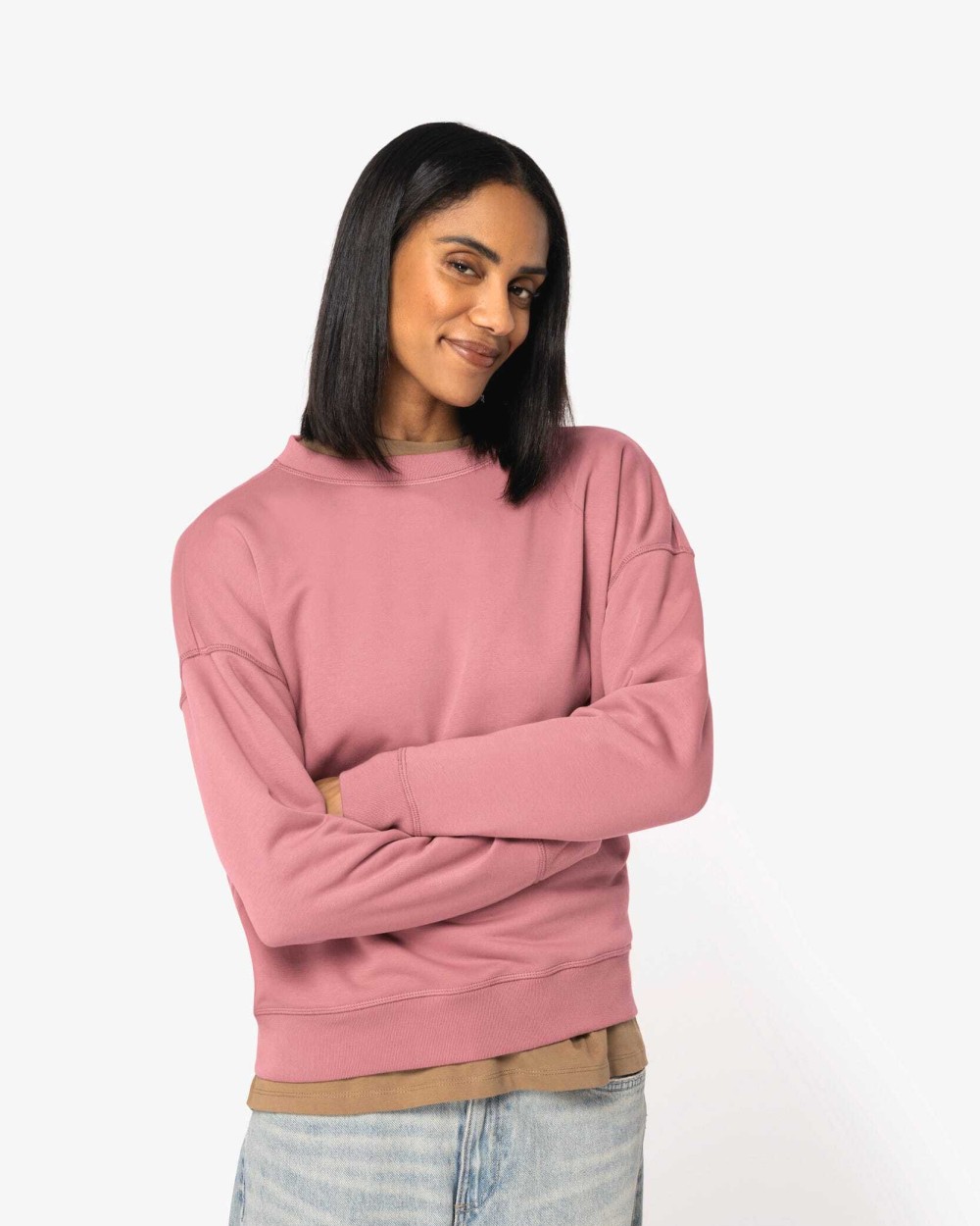 Sweaters & hoodies NATIVE SPIRIT Ecologische dames sweater met ronde hals en verlaagde schouders voor bedrukking &amp; borduring