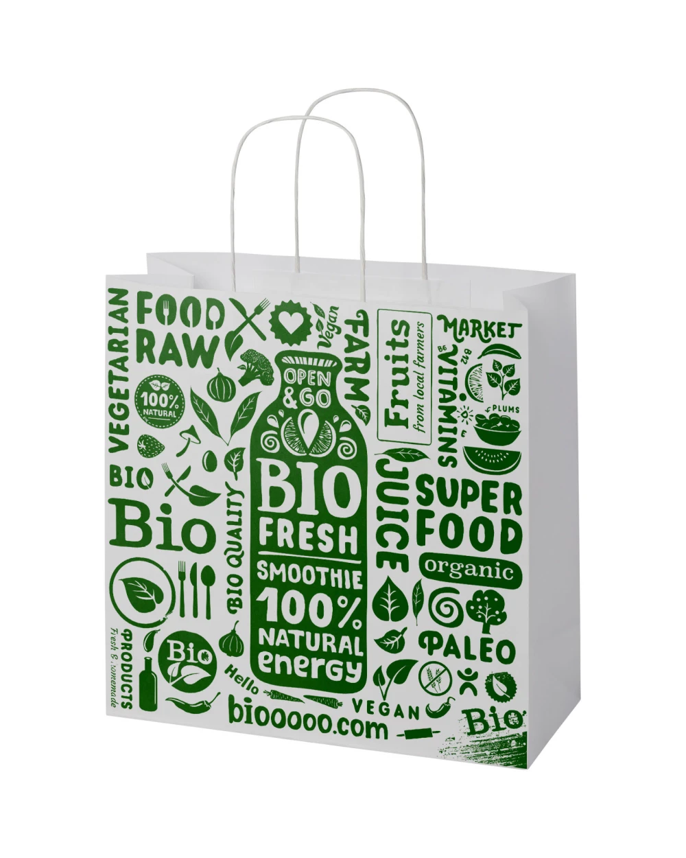 4DO Kraftpapiertasche 120 g/m² mit gedrehten Griffen – 31 × 12 × 31 cm Taschen personalisierbar