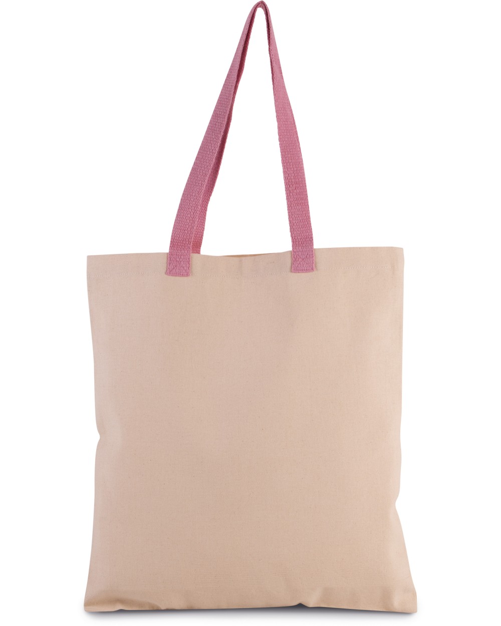 Tote bags KIMOOD Platte shopper van canvas met contrasterend hengsel voor bedrukking &amp; borduring